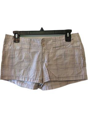 Vintage Y2K Bongo Beige Plaid Cargo Utility Shorts Low Rise Skater Casual Sz 5